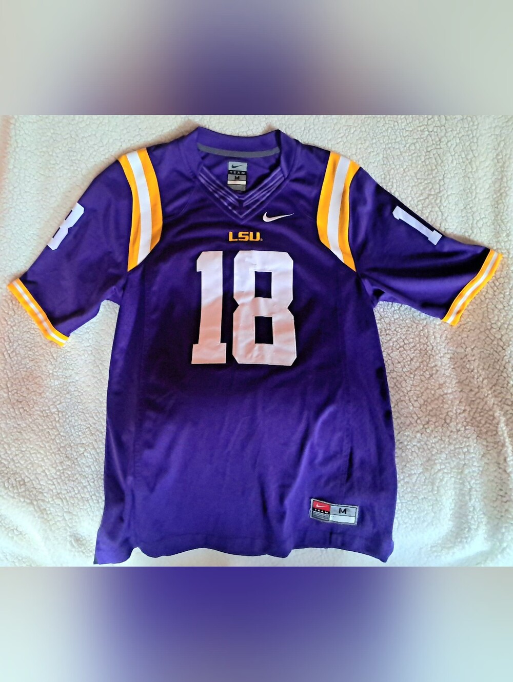 Nike LSU Purple Football Jersey with White & Gold Accents - Men's